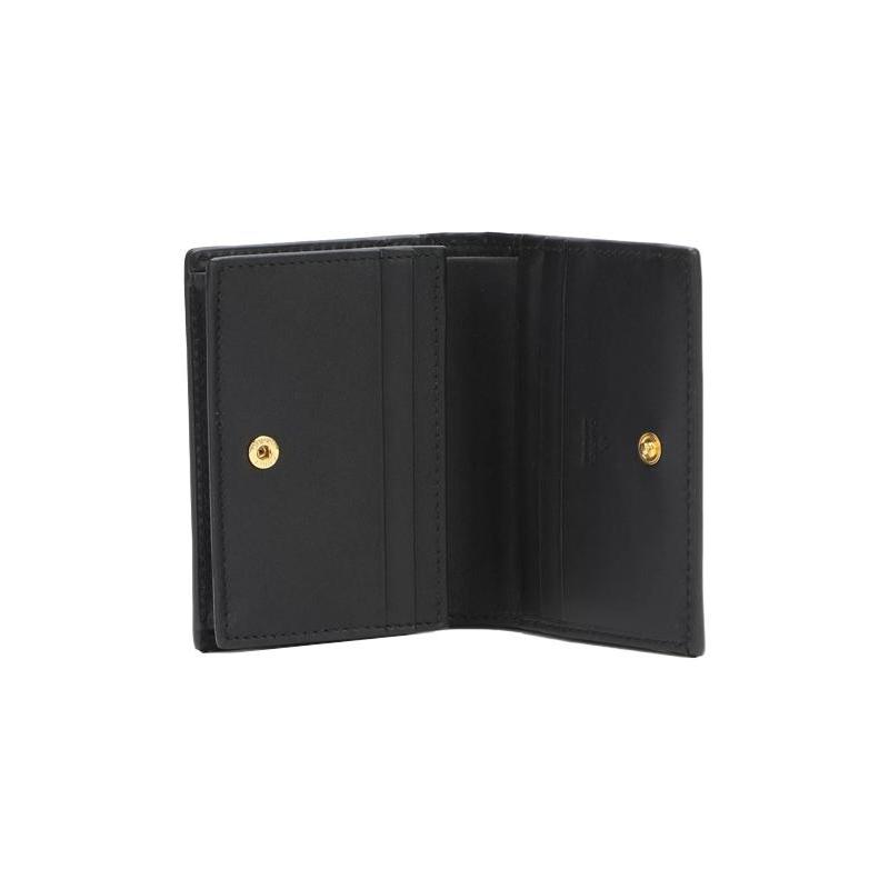 Gucci Ophidia gold label logo striped webbing leather splicing short flip card holder wallet men's black