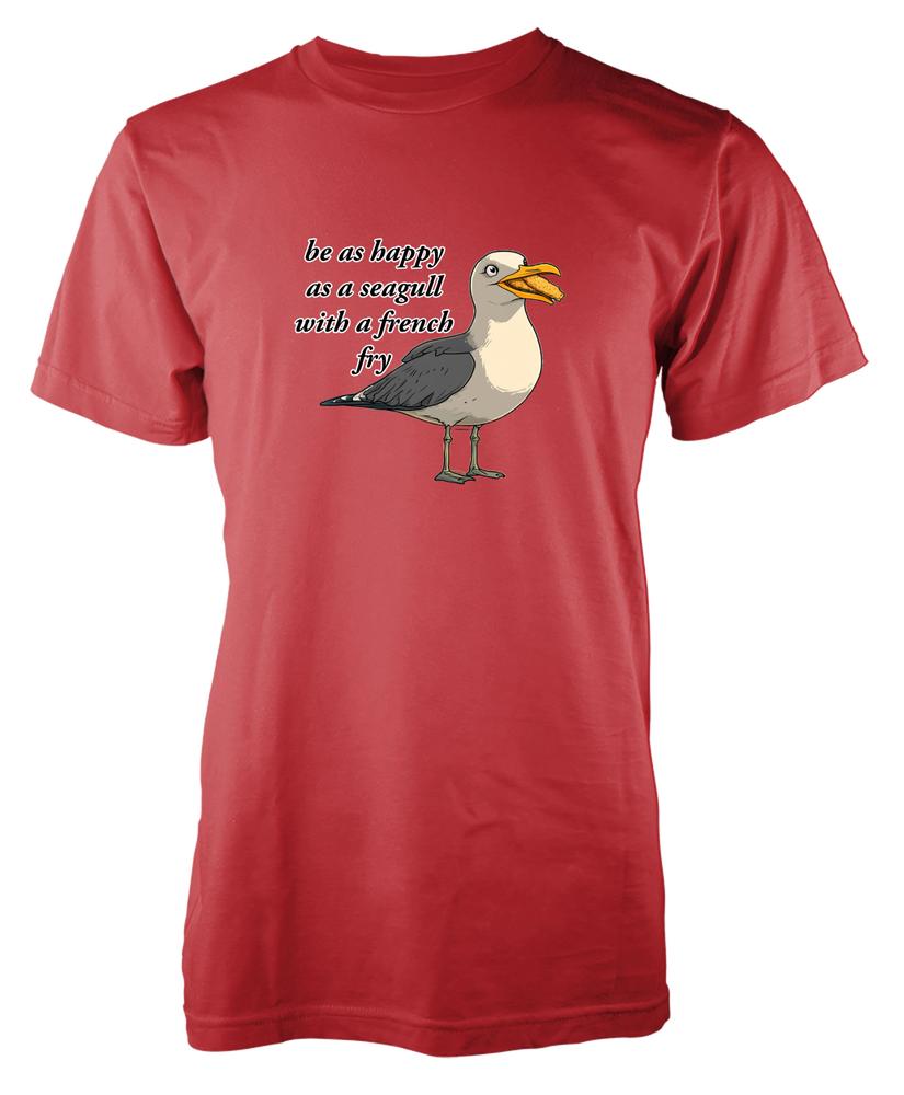 Bnwt Be As Happy As A Seagull With French Fries Adult TShirt Funny Bird Lover