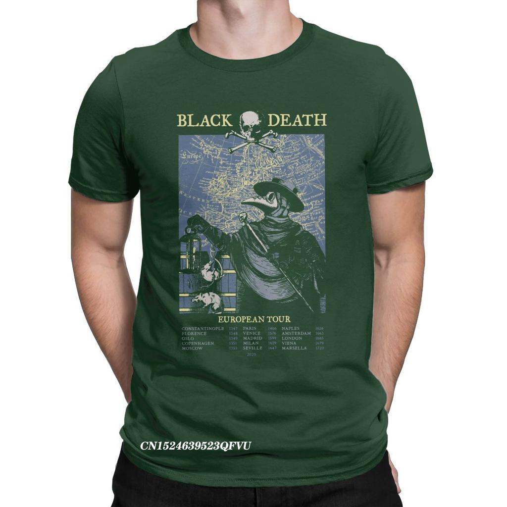 Футболки Plague Doctor для мужчин, европейский тур Black Death, потрясающие хлопковые футболки с круглым воротом, топы Harajuku, футболки с принтом, одежда