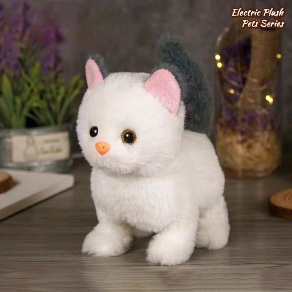 Simulated Plush Electric Cat Toy Makes You Happy Kitten Plush Toy For Kids Birthday Gift