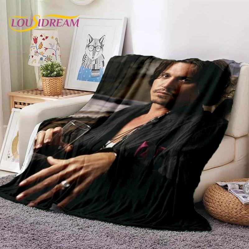 3D Printing Johnny Depp Star HD Soft Blankets,Keep Warm Throw Blanket Comfortable Blanket for Picnic Beds Sofa Home Bedroom Gift