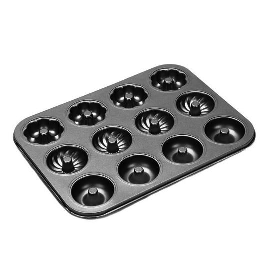 Donut Baking Pan 6-Count Carbon Steel Nonstick Donut Pan for Baking Easy Release Doughnut Molds Multifunctional Bakeware for Cakes Muffins Pies