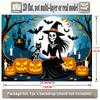 Halloween Backdrop Skeleton Witch Cat Pumpkins Castle Party Wall Decor