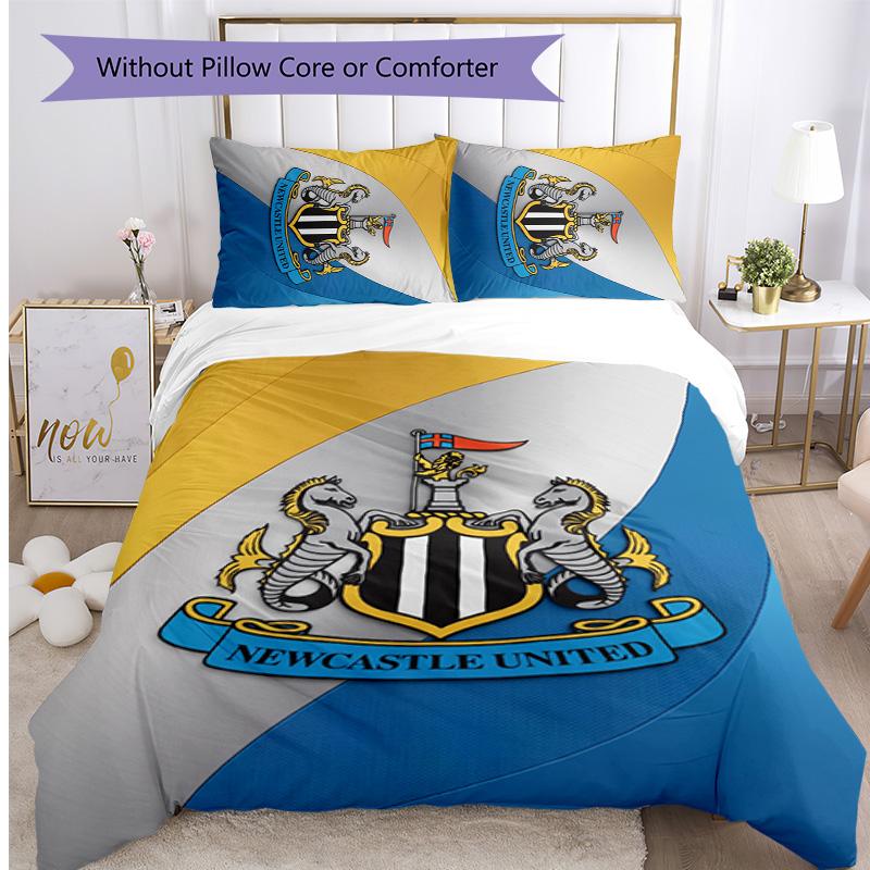 Newcastle United Football Printed 3 Pieces Bedding Set, Comfortable Skin Friendly Bedroom Duvet Cover Set