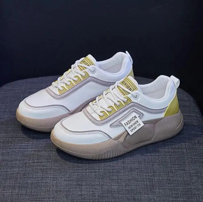 Женские вулканизированные кроссовки, осенне-зимние спортивные мокасины, удобные прогулочные женские туфли на толстой подошве со шнуровкой, повседневная обувь 2025