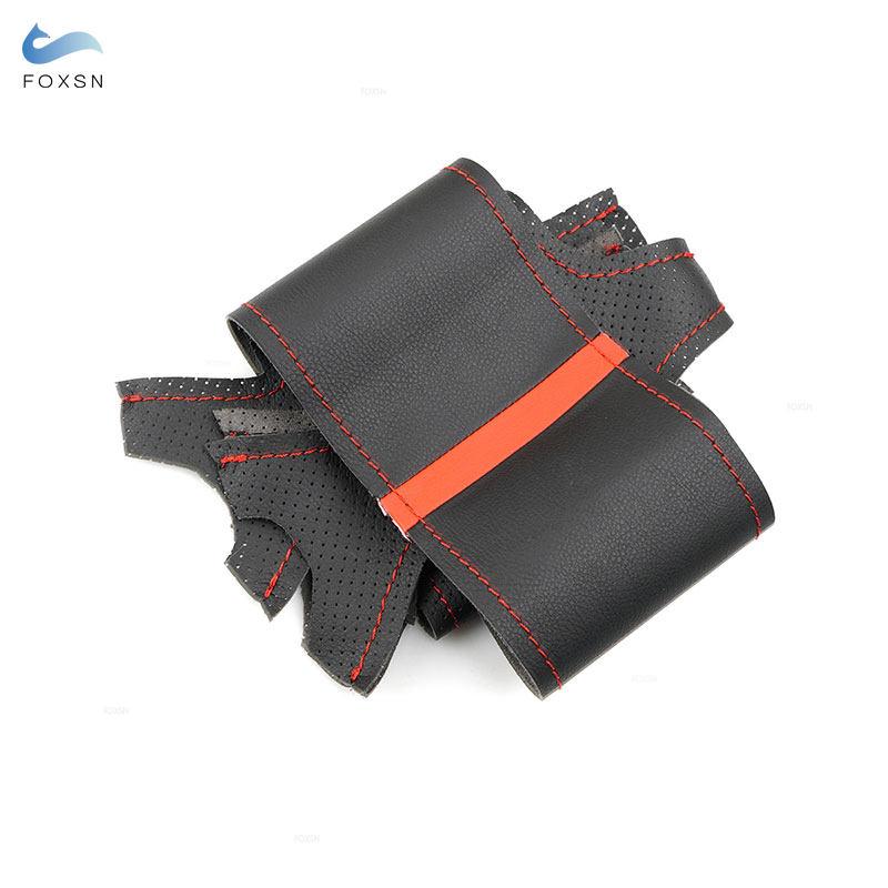 Для Renault Megane 2 2003 2004 2005-2008 Kangoo 2008 Scenic 2 2003-2009 кожаный чехол на руль автомобиля черный с красным