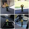 Car Interior Decoration Mini Sunflower Vase Auto Center Console Rearview Mirror Ornament For SUV Accessories Woman Gifts
