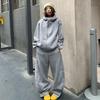 Mens Retro American Style Hooded Zip-Up Sweatshirt Loose Fit Cotton Blend Streetwear