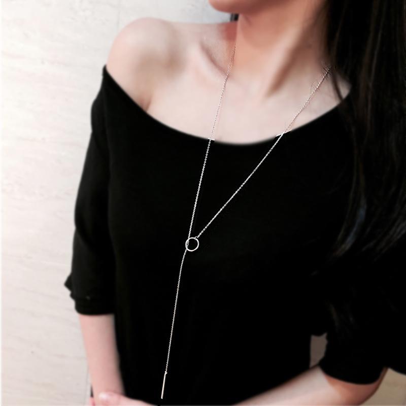 Продажа настоящего 925 стерлингового серебра круглой полосы длинное ожерелье-цепочка ювелирные изделия чокер для женщин свадебный подарок Nk001