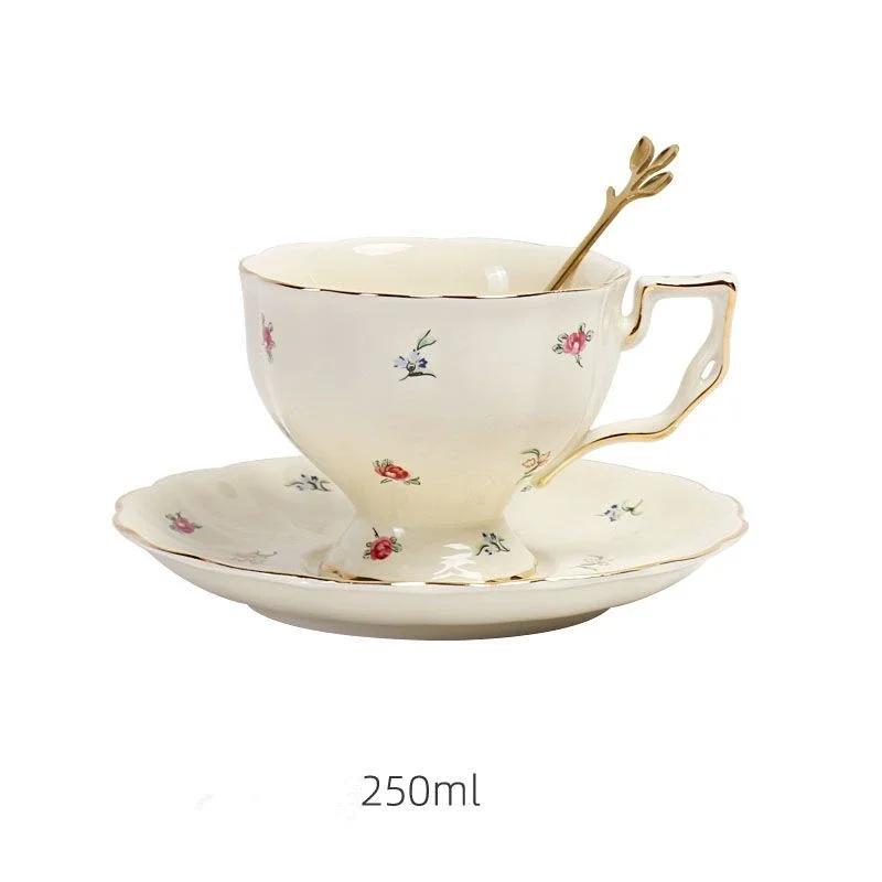 Bone China Coffee Cup Spoon Saucer Set English Afternoon Tea Cup Coffeeware 170ml Porcelain Cup and Saucer for Coffee