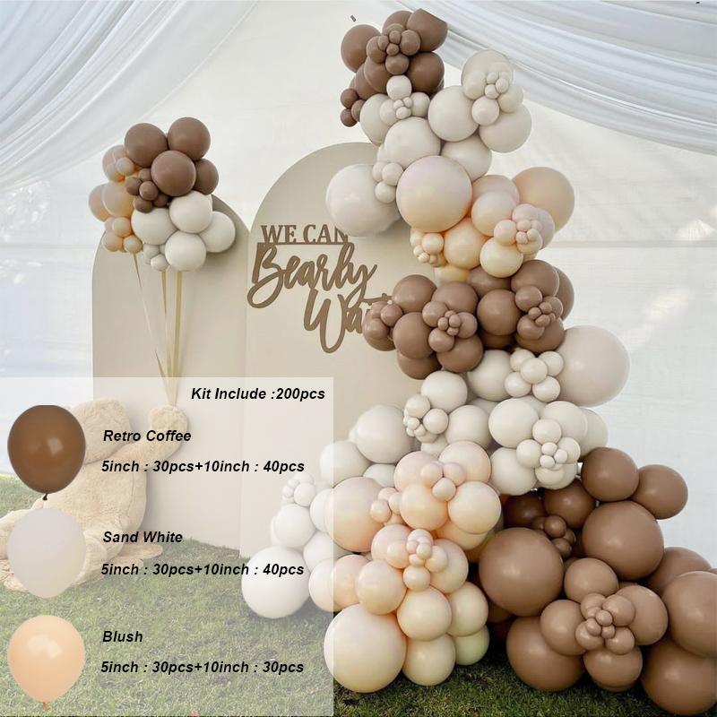 Coffee Brown Beige Balloon Garland Arch Kit Boy Girl Baby Shower Rustic Wedding Engagement Decoration Birthday Party Supplies Baptism Christenin