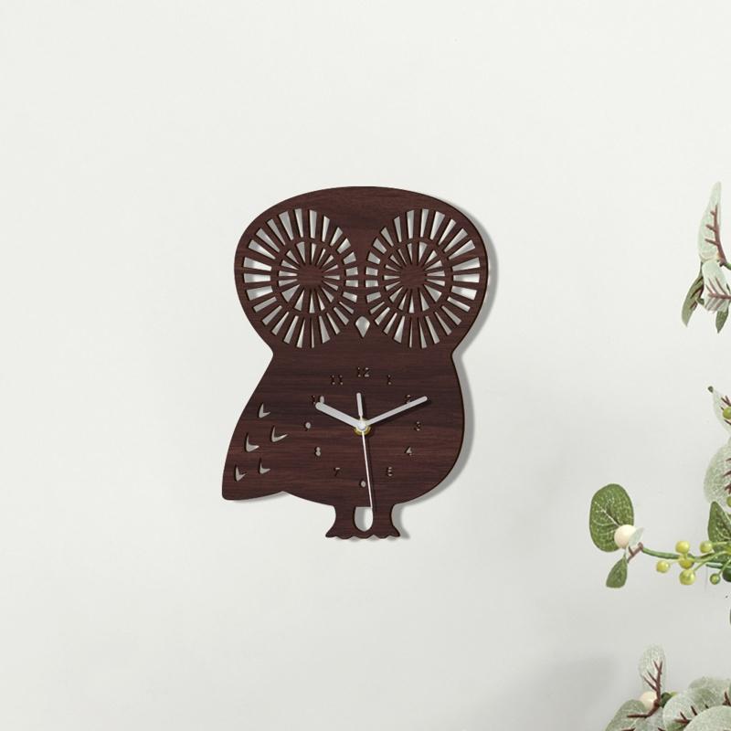 Деревянные часы-сова, подвесное деревянное украшение, бесшумные часы без тиканья для дома, спальни, гостиной, настенное украшение