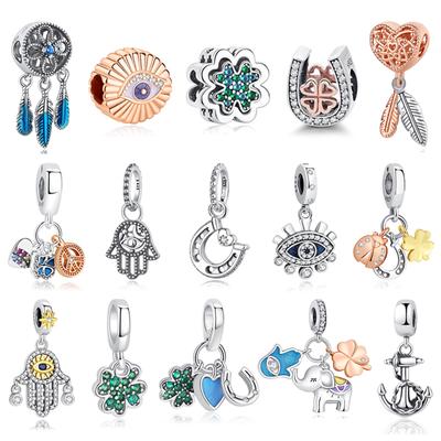 Оригинальные подвески Lucky Horseshoe Clover кулон бусины подходят Pan Brand браслеты ожерелья DIY ювелирные изделия для женщин