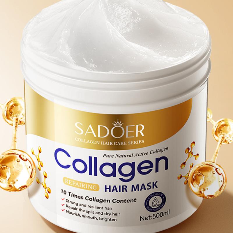 Маска для разглаживания волос Collagen Smooth Hair Mask 500 мл SADOER Питательный пушистый кондиционер