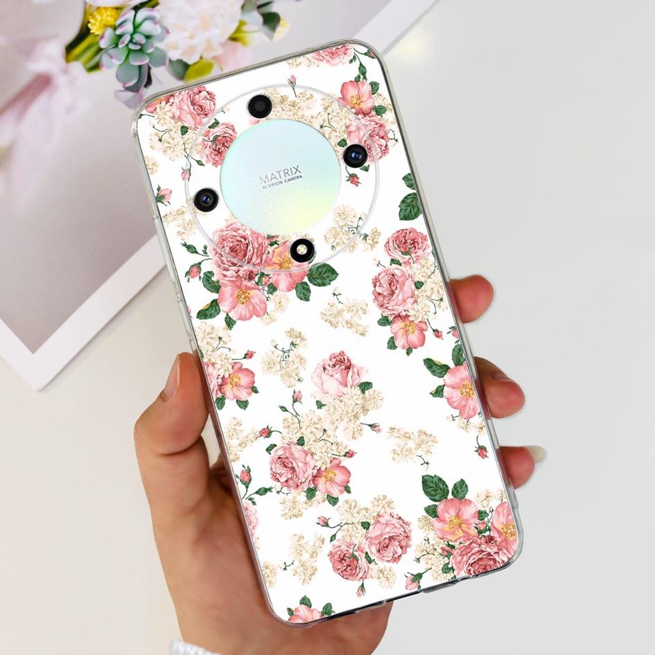 Чехол для Honor X9b 5G ALI-NX1 Популярный Цветок Мягкий Прозрачный Силиконовый TPU Чехол для Honor X9a RMO-NX1 HonorX9 ANY-NX1 Ударопрочный Funda