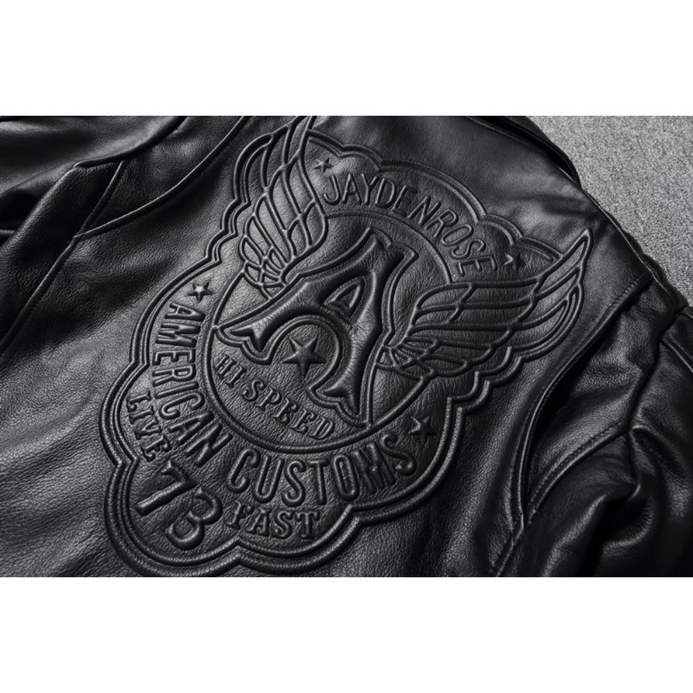 Chinese Size Real Cowhide Coat Genuine Leather Clothes Men's Motorcycle Skull Motorcycle Riding Jacket Autumn