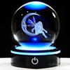 3D Laser Engraved Moon Fairy Figurine Crystal Ball with Colorful Light Base Christmas Ornaments Birthday Gift Decorative Ball