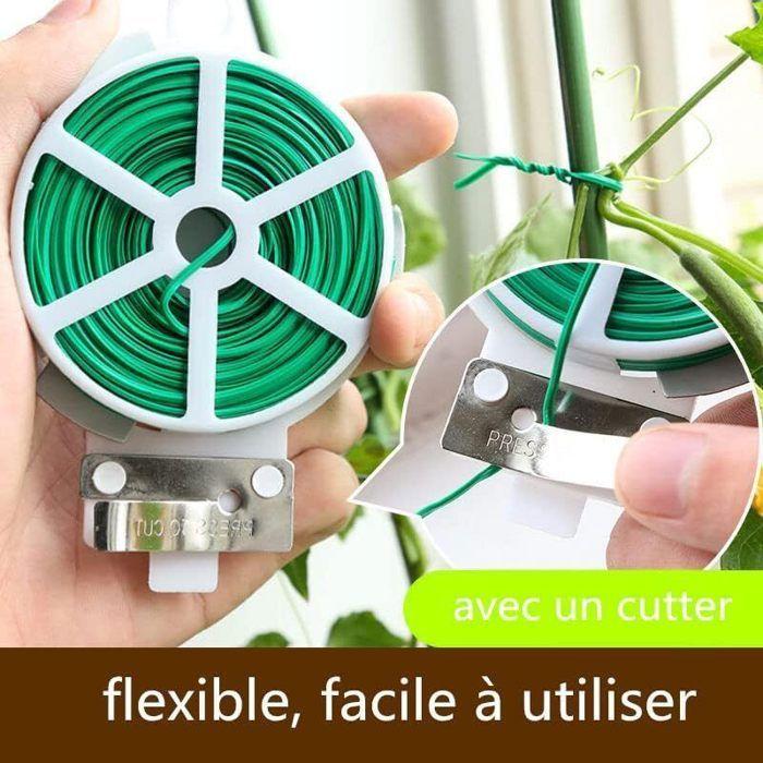 Fil de Serrage - Jardin - 100 M - Vert - 2 pièces - Fil Torsadé en Fer Plastifié