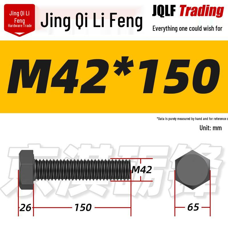 12.9 Grade High-Strength Blackened Hex Bolt M22-M48