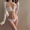 New French black lace underwear women's small breasts gather soft steel ring bra anti-sagging bra set