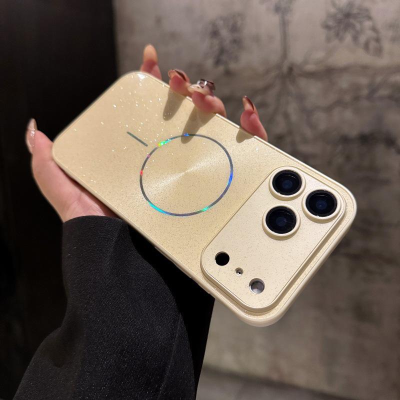 Магнитный чехол-кольцо с блестками 'Ледяное Сияние' для iPhone 17 PRO - Защитная крышка с мягким краем