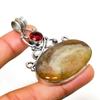 African Moss, Garnet Gemstone 925 Silver Plated Jewelry Pendant 2.08"
