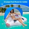 Надувной шезлонг для бассейна в форме кленового листа, U-образный балдахин с сетчатой спинкой и дизайном с отверстиями