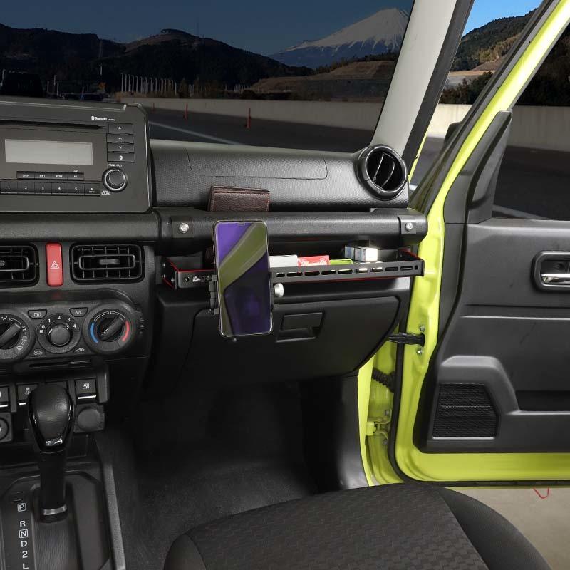 Ящик для хранения с ручкой подлокотника второго пилота и держателем для мобильного телефона, аксессуары из алюминиевого сплава, подходят для Suzuki Jimny 2019 Up, автомобильные аксессуары