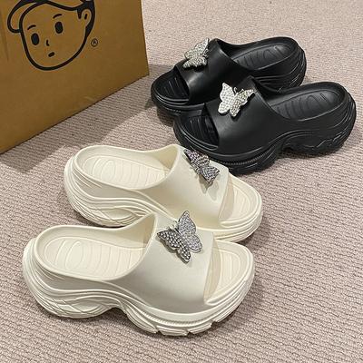 Женские босоножки Butterfly Accessory 2025 Летние пляжные босоножки на толстой платформе Женские тапочки Eva на толстом каблуке