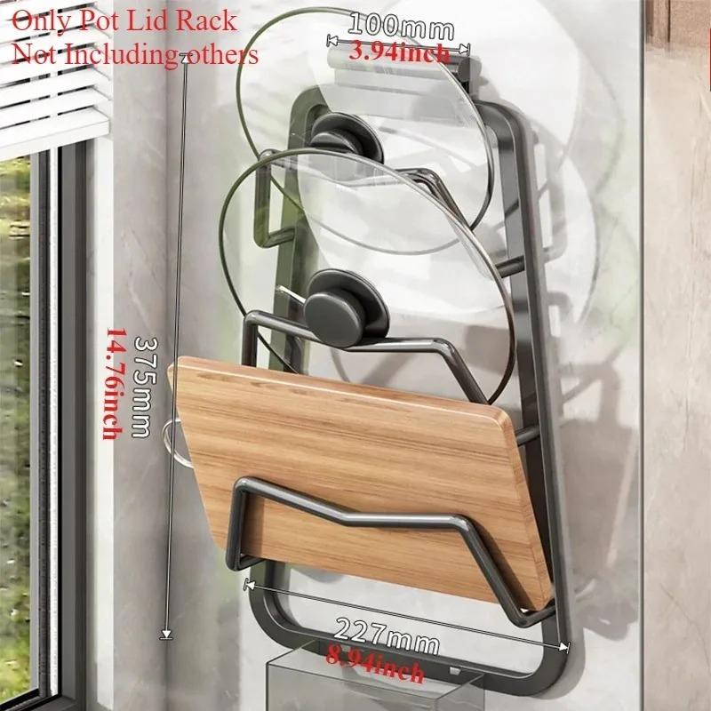 Kitchen Organizer Rack Wall Hanging Pot Cover Racks 2/3Layers Pot Lid Metal Rust-Free Multifunctional Rack Pot Lid StorageRack