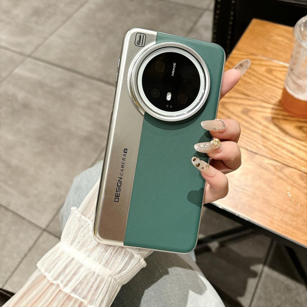 Деловой чехол для мобильного телефона Huawei Mate70Pro, сшитый из однотонной кожи, с защитой камеры, для Mate60Pro, гальванизированный защитный чехол