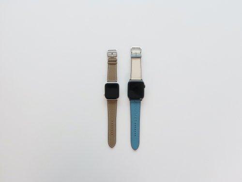 [Апостроф Запятая] Апостроф Запятая Кожаная Работа Ремешок для Apple Watch Кожаная Лента Слоновая Кость Синий