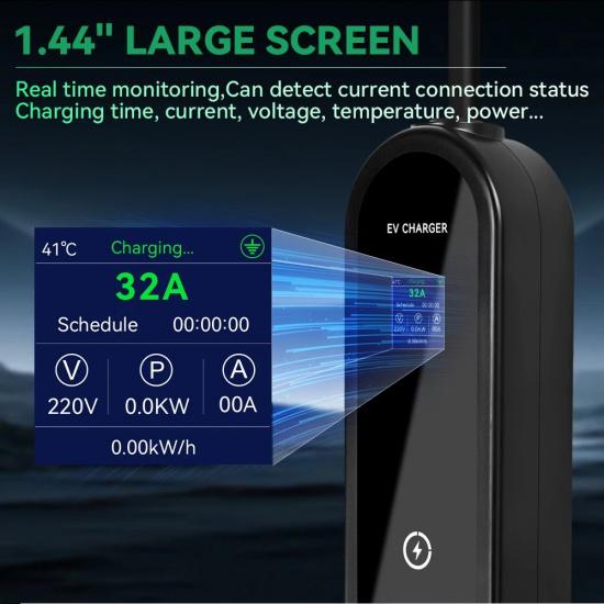 IPENGEN 7 кВт Тип 2 Портативное зарядное устройство для электромобиля, кабель 5 м, EVSE, зарядка, вилка CEE для электромобиля, регулируемый ток 13А-16А-20А-24А-32А