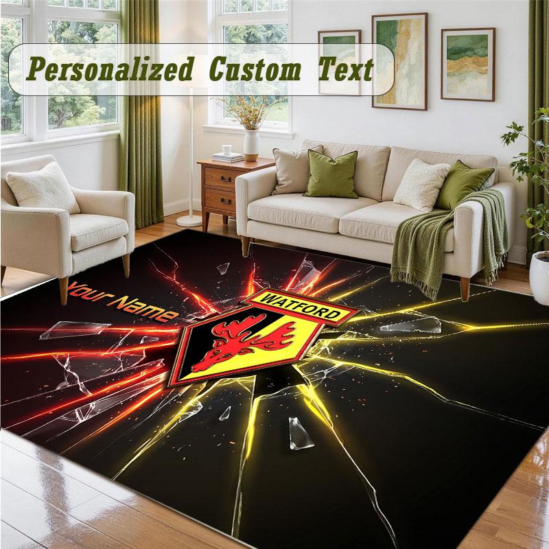 Crystal Velvet Square Rug Custom NameWatford FC Pattern Non Slip Home Floor Decor Rug