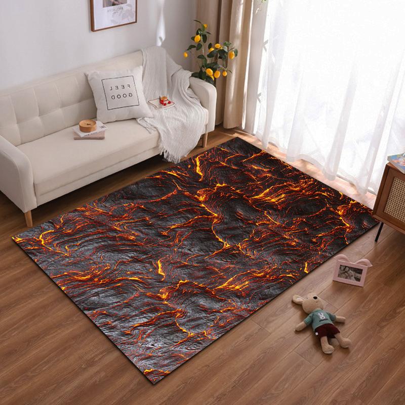 Cool Lava Effect Carpet with Fiery Design Suitable for use as an anti-slip game mat for living room and bedroom sofas