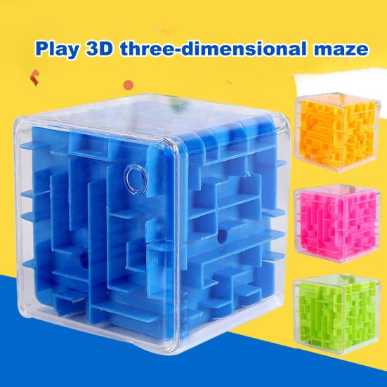 Fidget Maze Puzzle Cube Toy Brain Teaser 3D Cube Toy Anxheld Bead Rolling Game Educational Cube Toddlers Boys Girls Gift