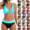 Women's High Waisted Bikinis Two Pieces Set Mixed Colors Sexy Push Up Plus Size Swimsuit 2024 Summer Beachwear Bathing Suits