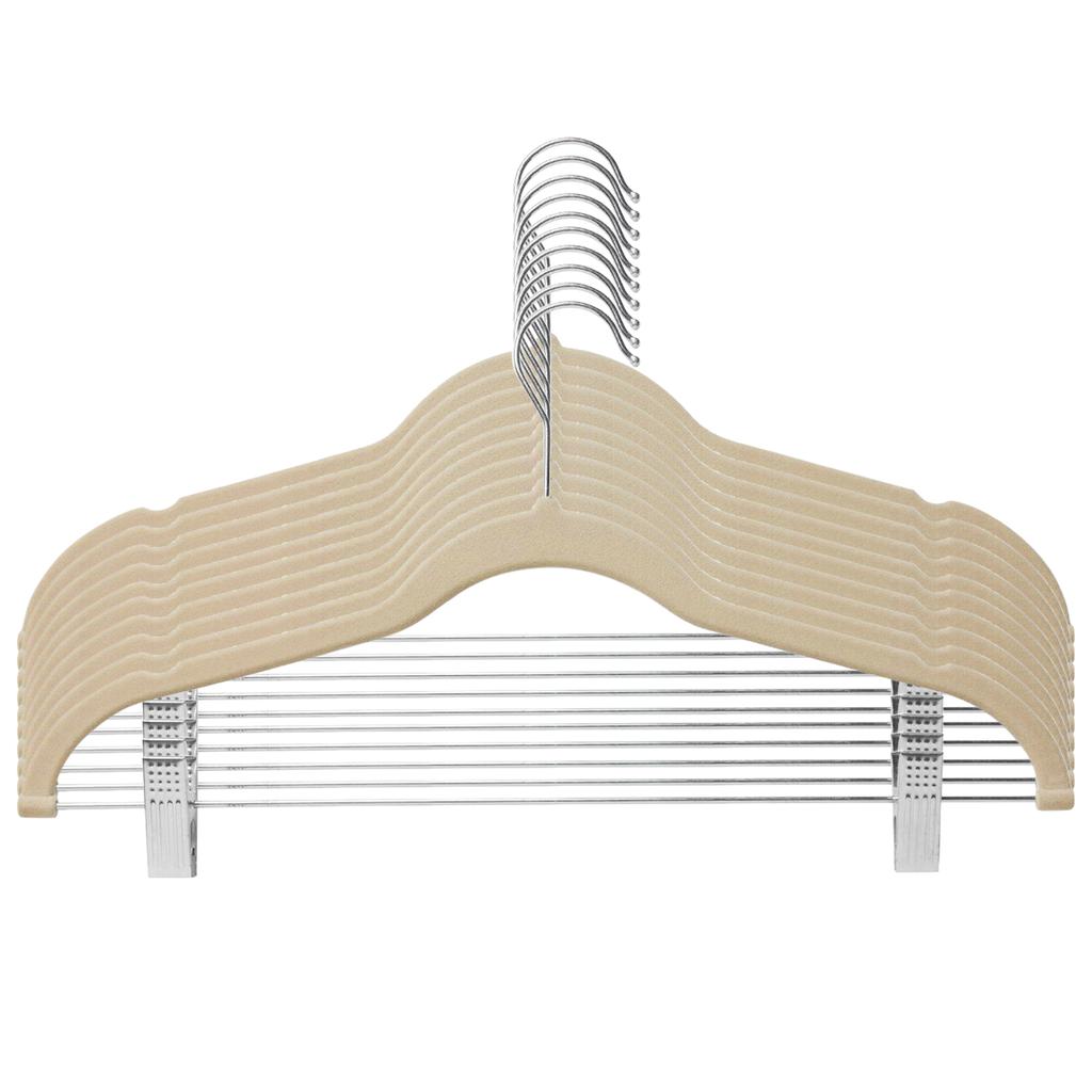 5/10pcs Clothes Hangers with Movable Clips Velvet Ultra Thin No Slip Rack Skirt Pants Hangers for
