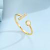 Original 925 Sterling Silver Opal Ring Size Adjustable Open Gold Ring For Women Vintage Elegant Jewelry Gift