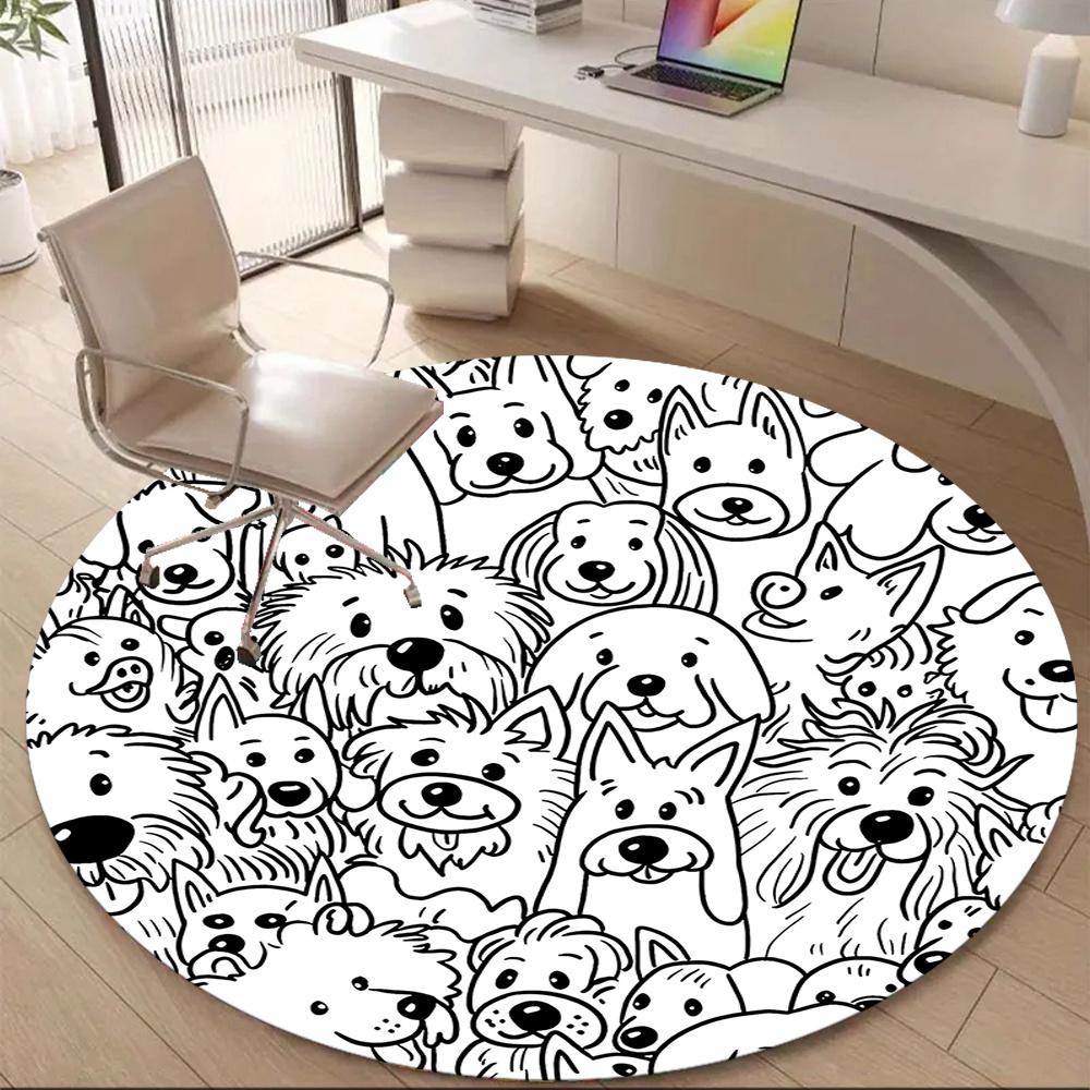 1pc Puppies Dogs Office Round Area Rug, Indoor Mat Suitable ForOffice, Under Office Chairs Bedroom Living Room Home Decor, Room Decot183