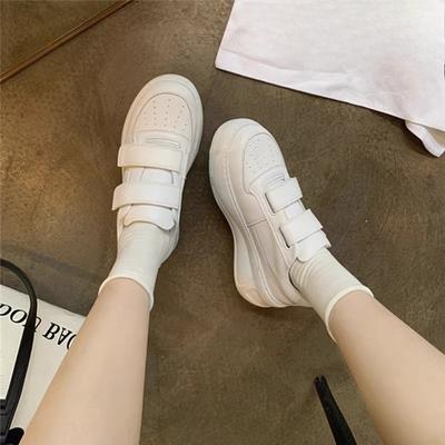 Туфли из натуральной кожи с липучками и толстой подошвой, увеличивающие рост, осенние спортивные и повседневные кроссовки