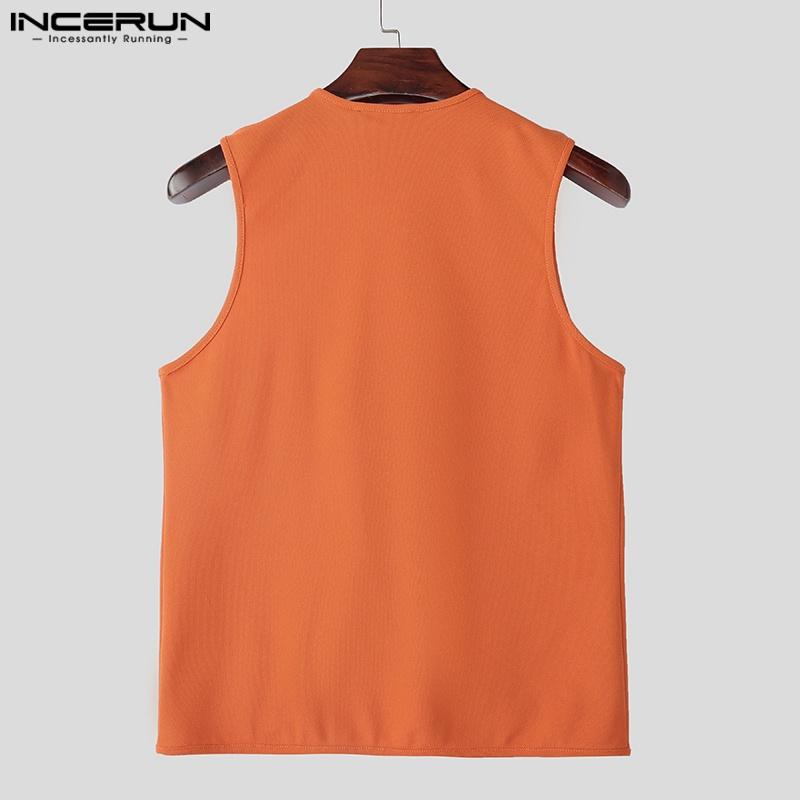 INCERUN Мужские летние повседневные майки без рукавов с V-образным вырезом и бандажом