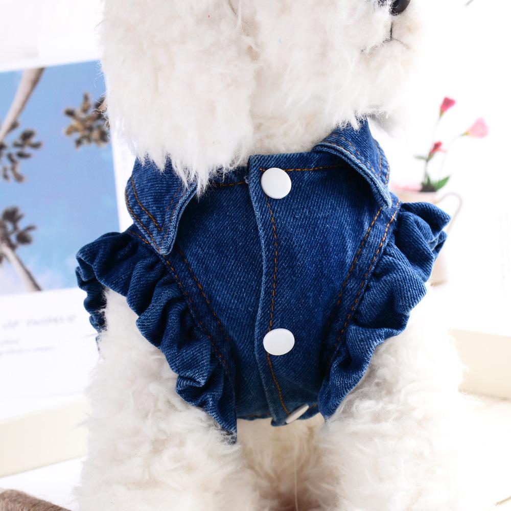 Домашняя кошка щенок собака одежда весна и осень жилет чем медведь померанский шпиц плюшевый принцесса джинсовый жилет куртка зима