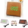 Sleek Wooden Voice Control Led Display Alarm Digital Triangular Desk Clock Thermometer