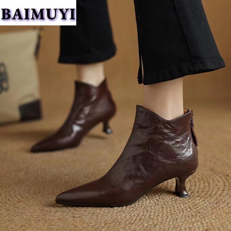 Сексуальные женские ботильоны с острым носком на шпильках, кожаные ботинки, зима 2025 года, новые зимние ботинки «Челси», гладиаторские ботинки в стиле ретро, женские ботинки