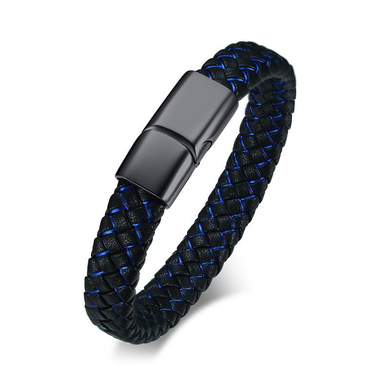 Medical Emergency Alert Bracelet Diabetes 1 Reminder Jewelry Leather Black Stainless Steel Bracelet Free Custom Jewelry
