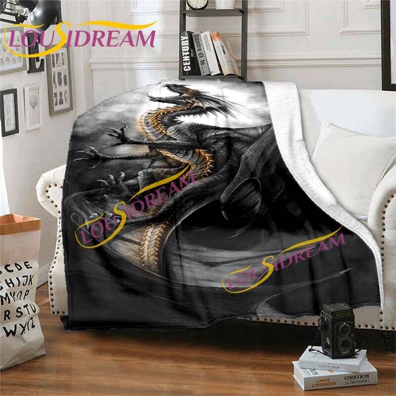 Dragon Cartoon Blankets Dragon Blanket Anime Dragon Flannel Blankets Sofa Bedspread Soft Warm Blankets Kids Blankets Home Decor