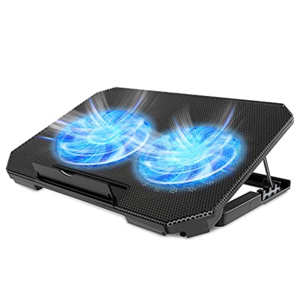 Laptop Cooling Pad with Adjustable Height Two 5.5 Inches Fan 2 USB Ports Suitable for 12"-15.6" Laptops
