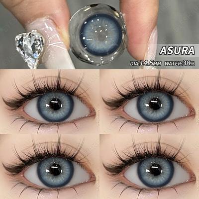 1 пара модных цветных контактных линз, синие большие линзы для глаз, серые линзы, косметические контактные линзы для красоты, годовые