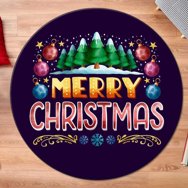 Рождественский круглый ковер Моющийся коврик для спальни Коврик для вращающегося стула Напольные коврики для спальни Гостиной Забавные напольные коврики для детской комнаты